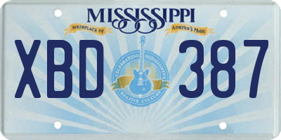 MS license plate XBD387