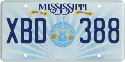 MS license plate XBD388
