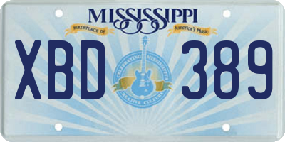 MS license plate XBD389