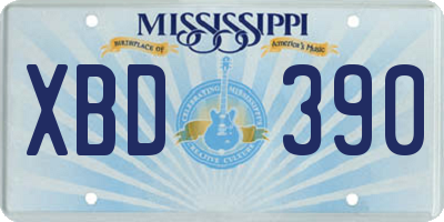 MS license plate XBD390