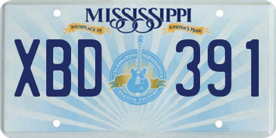 MS license plate XBD391