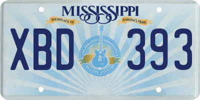 MS license plate XBD393