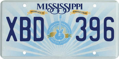 MS license plate XBD396