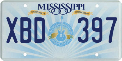 MS license plate XBD397