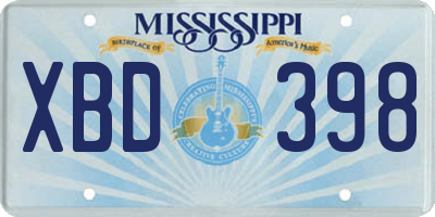MS license plate XBD398