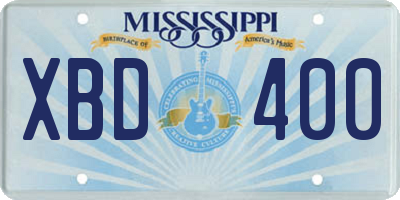 MS license plate XBD400