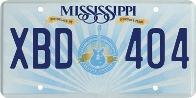 MS license plate XBD404