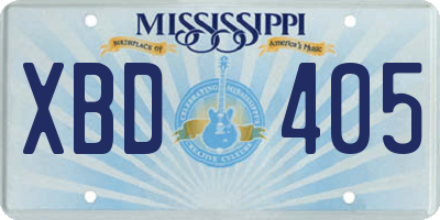 MS license plate XBD405