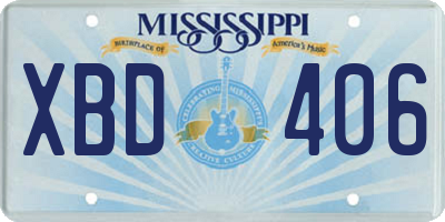 MS license plate XBD406