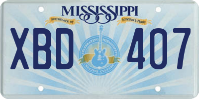 MS license plate XBD407