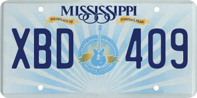 MS license plate XBD409