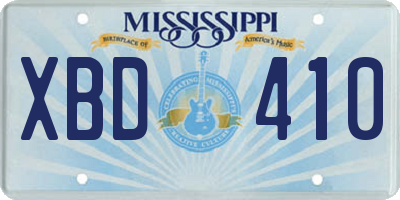 MS license plate XBD410