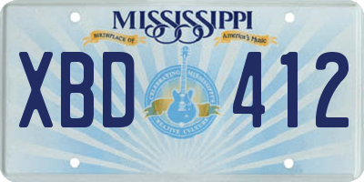 MS license plate XBD412