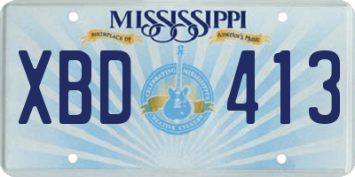 MS license plate XBD413