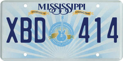 MS license plate XBD414