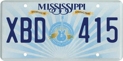 MS license plate XBD415