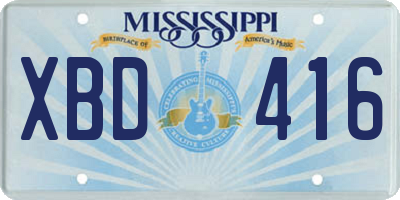 MS license plate XBD416