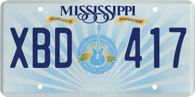 MS license plate XBD417