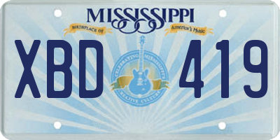 MS license plate XBD419