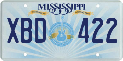 MS license plate XBD422
