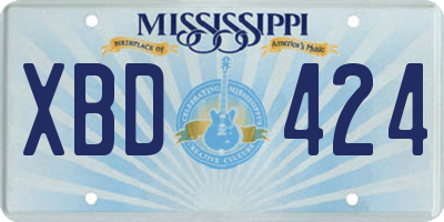 MS license plate XBD424