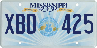 MS license plate XBD425