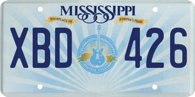 MS license plate XBD426