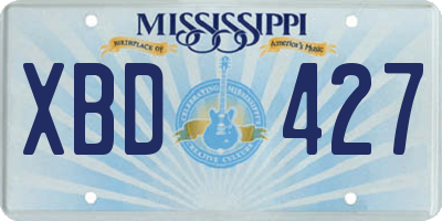 MS license plate XBD427