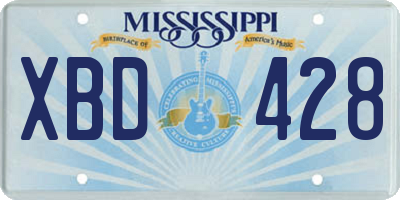 MS license plate XBD428