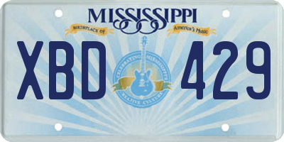 MS license plate XBD429