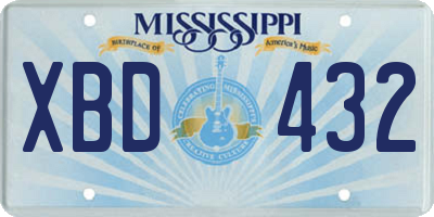 MS license plate XBD432