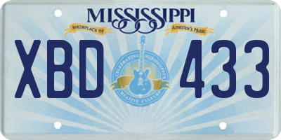 MS license plate XBD433