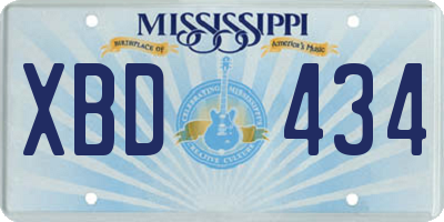 MS license plate XBD434