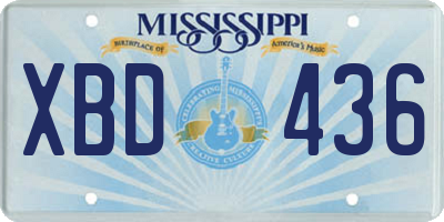 MS license plate XBD436