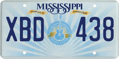 MS license plate XBD438