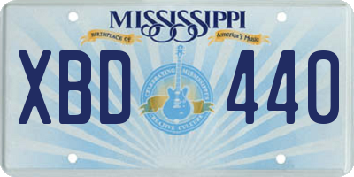MS license plate XBD440