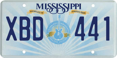 MS license plate XBD441