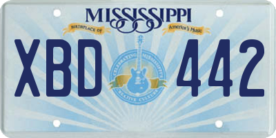 MS license plate XBD442