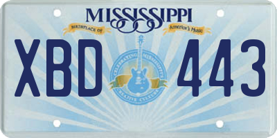 MS license plate XBD443
