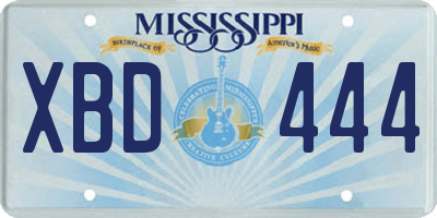 MS license plate XBD444