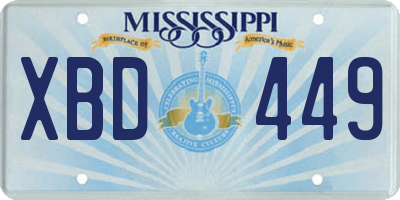 MS license plate XBD449