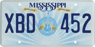 MS license plate XBD452