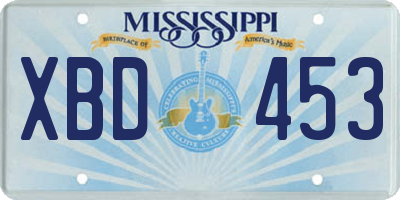 MS license plate XBD453
