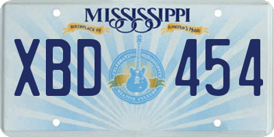 MS license plate XBD454