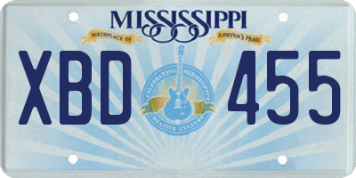 MS license plate XBD455