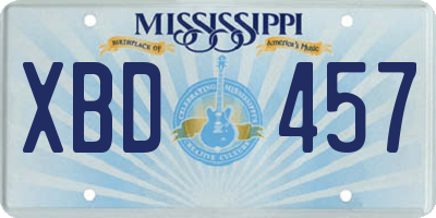 MS license plate XBD457