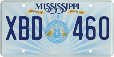 MS license plate XBD460