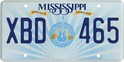 MS license plate XBD465