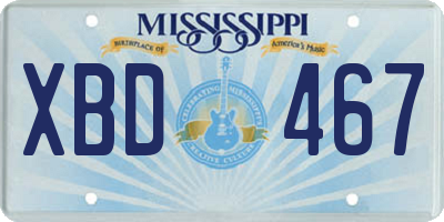 MS license plate XBD467