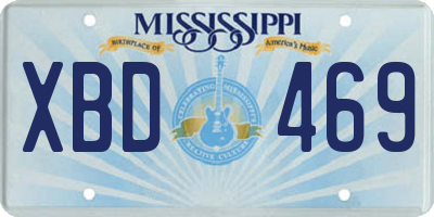 MS license plate XBD469